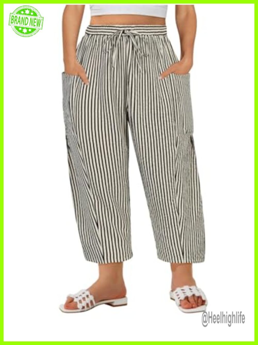 Plus Size Palazzo Harem Pants Drawstring Pockets Women Summer